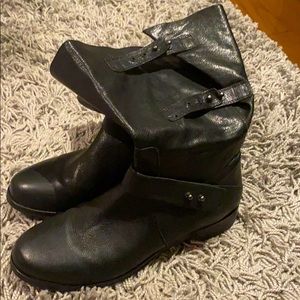 NWOT Eileen Fisher 'Motor' Leather Boots in Black